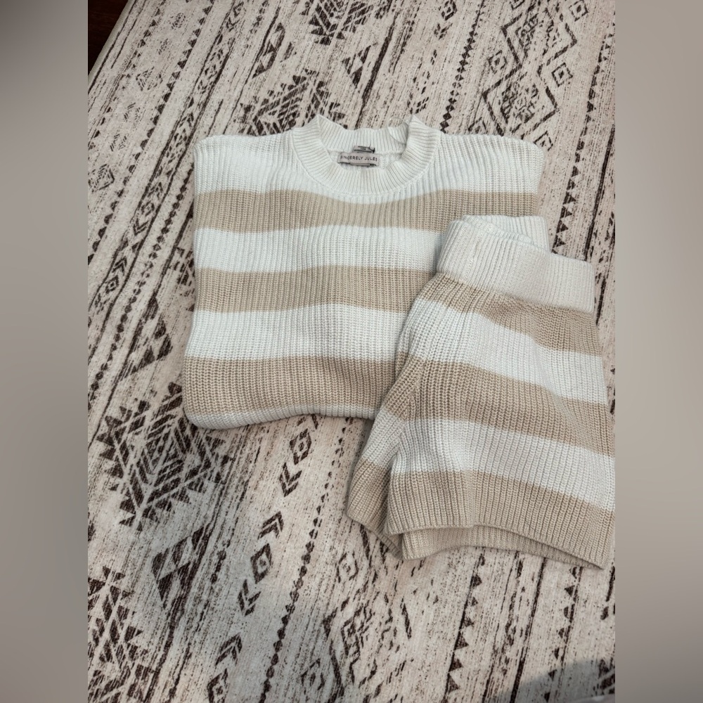 Striped Sweater and Shorts Set